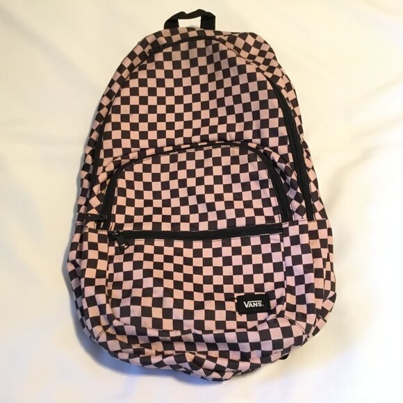 Vans Off The Wall Mini Checkered Black And Pink Backpack - Picture 1 of 8